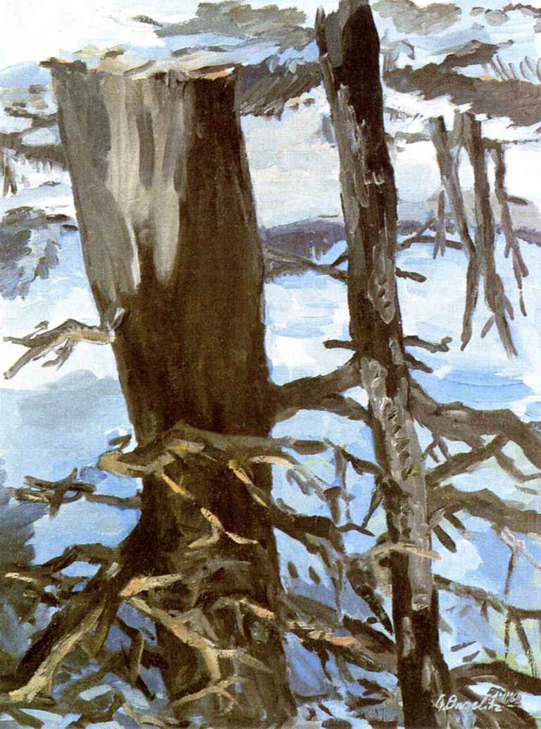 Figure peinte à l’envers par Georg Baselitz, signature de son œuvre