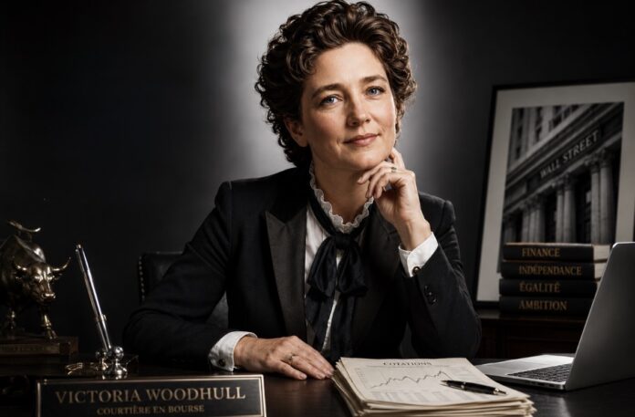 Portrait de Victoria Woodhull façon Harcourt avec IA