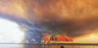 Cliché de Maximilien Lamy pris sur la plage du Moutchic le 24 juillet 2026 (AFP)
