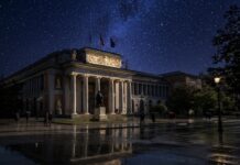 Musée du Prado à Madrid sous un ciel étoilé - IA
